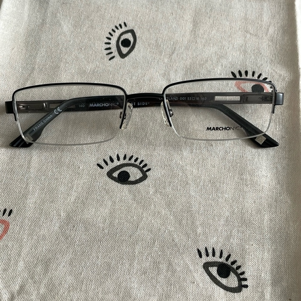 Marchon NYC cortland 001 53.16.140. Metal eyeglass frame. New matte black.